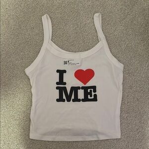 I Love Me White Graphic Cami